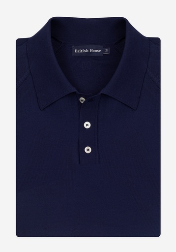 [020-POTO072] Slate Navy Polyamide Knitted Polo Shirt